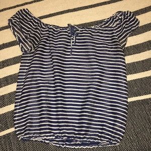 Striped off-the-shoulders blouse